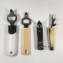 LOT OF 4 VINTAGE STAINLESS BOTTLE OPENERS ROSTFREI INOX KAMENSTEIN TRAV-L-BAR