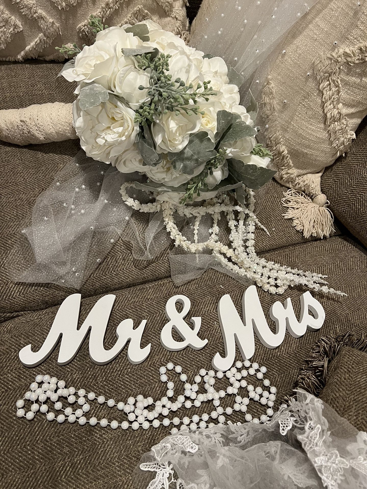 Wedding Bouquet And Vail And Wedding Props