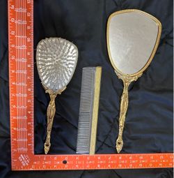 Vintage Fancy Mirror, Brush, and Comb