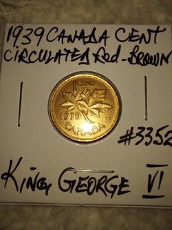 VF CANADIAN 1939, ONE CENT COLLECTOR COIN. Pickup Near Mall 205.