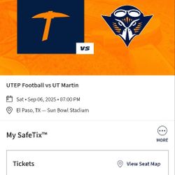4 UTEP Tickets Tonight TM Transfer 