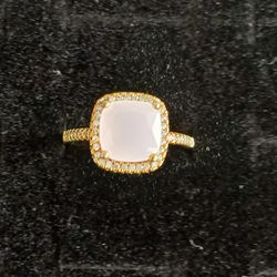Pink Quartz  Gold Plated Ring