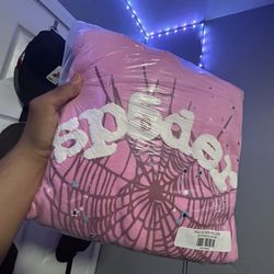 Pink Sp5der Hoodie Size Medium