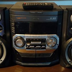 Philips FW-C399 Stereo System HiFi Dual Cassette Deck CD Changer AM/FM Radio


