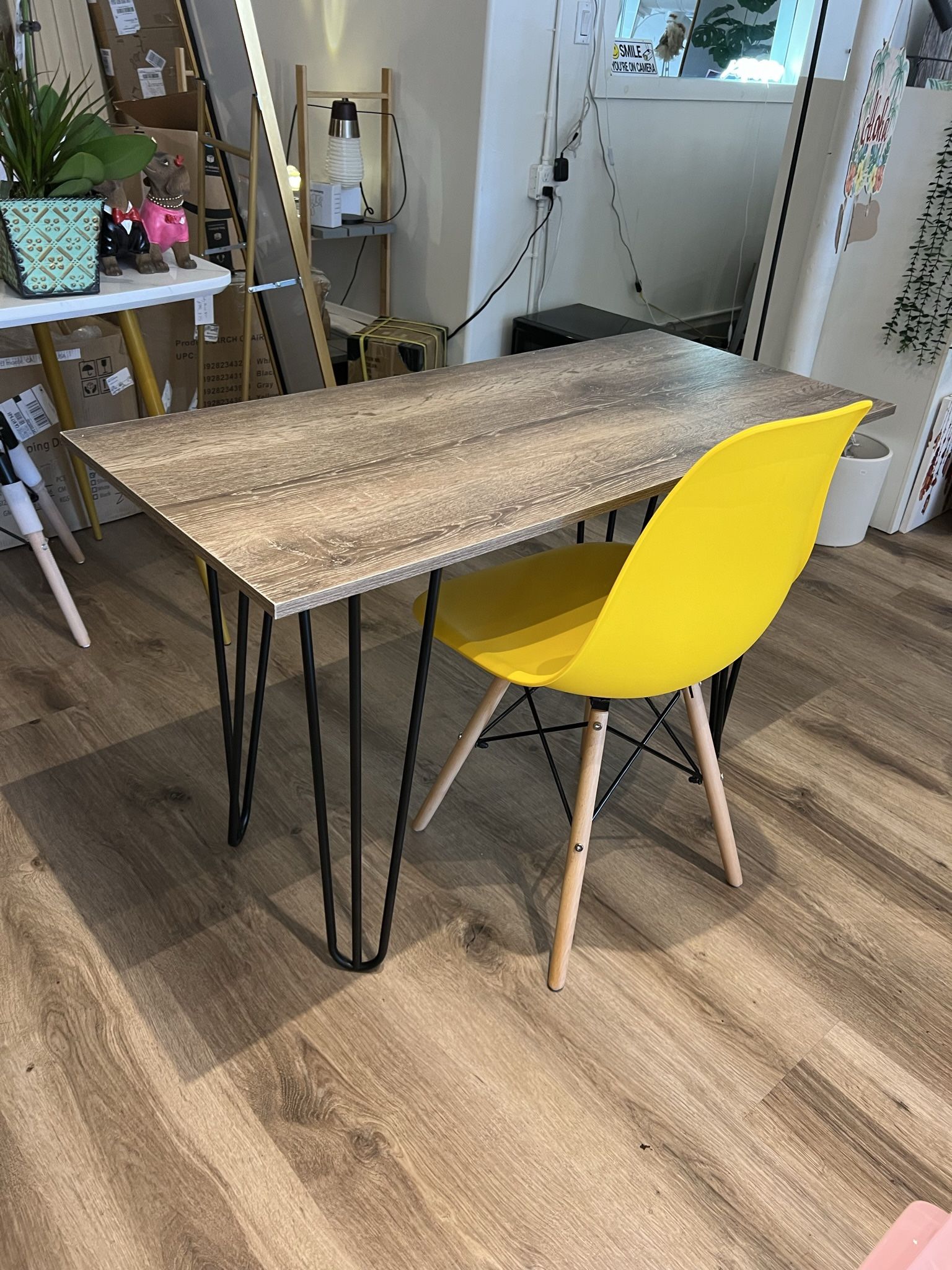 Hairpin Wood Desk And Chair