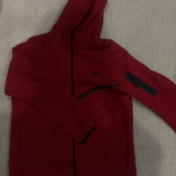large red nike tech zip up