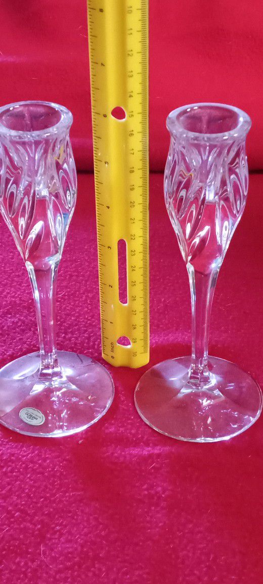 Very elegant set of Gorham cut crystal candle stick holders, made in Germany