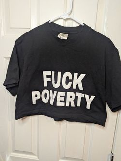 Vintage Shaka Wear Graphic Black Mens Medium T-Shirt F*ck Poverty