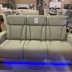 Power Leather Reclining Sofa 