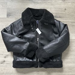GAP Faux Leather/Fur Bomber Jacket