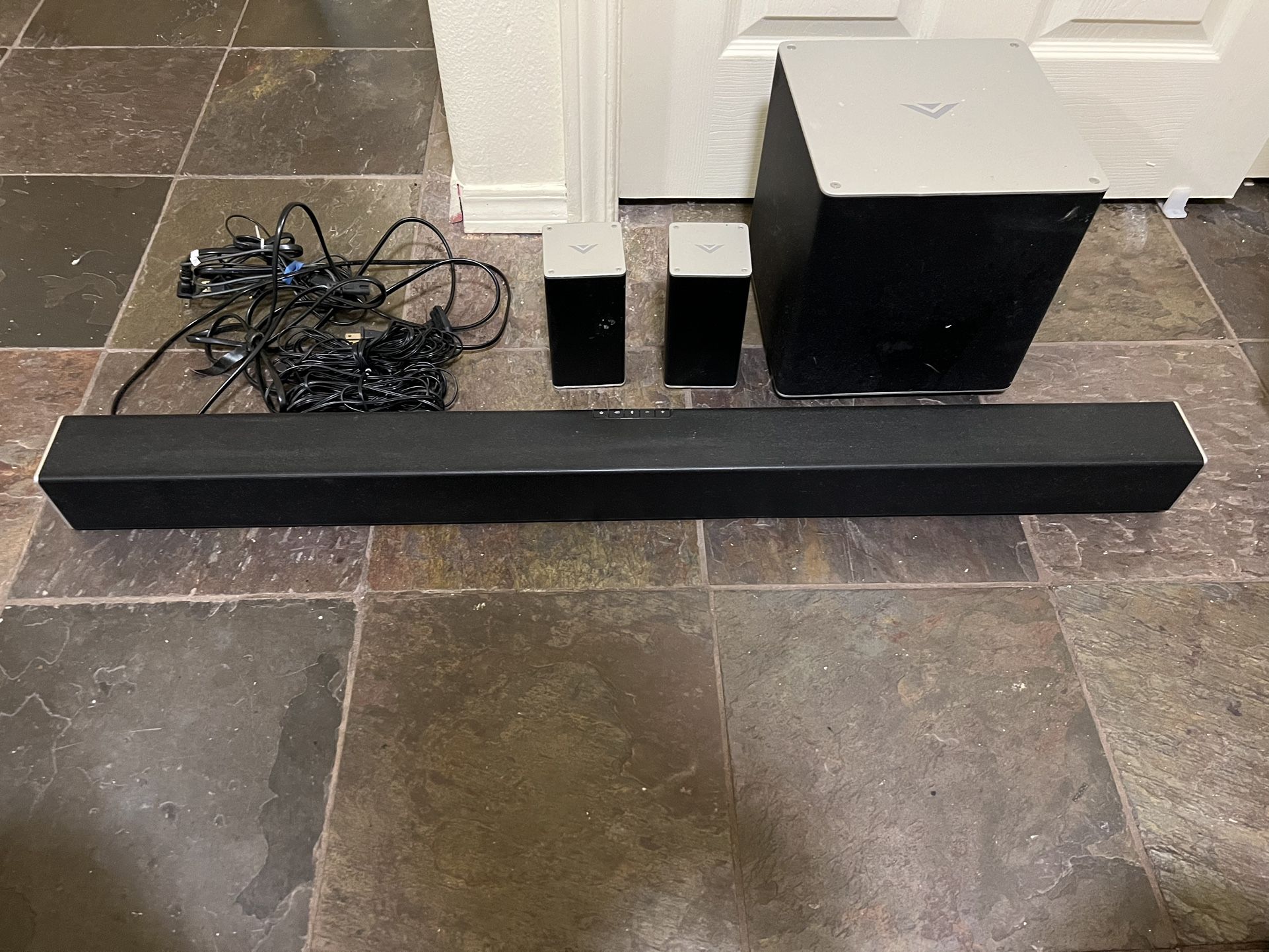 Vizio Sound bar With Subwoofer and two Speakers
