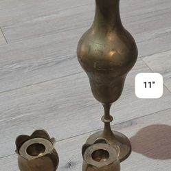 Brass Vase & 2 Tulip Candleholders