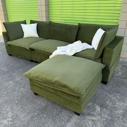 Need Gone Asap Olive Green Cloud Sectional Couch  $50DOWN 