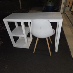 White desk 42" long x 16" deep w/ chair $15