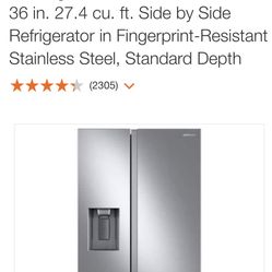 Samsung Fingerprint Resistant Side By Side Fridge