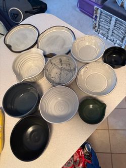 Set of handmade bowls and plates