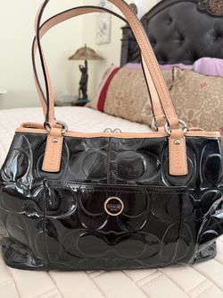 Coach Signature Patent Leather Tote Bag