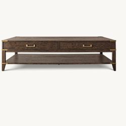 RH RESTORATION HARDWARE CAYDEN CAMPAIGN LARGE COFFEE TABLE   43x 67x18    