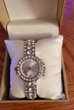 BRAND NEW ** LADIES SILVER SPARKLING RHINESTONE CHARTER CLUB CUFF WRIST WATCH