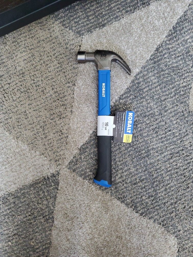 NEW Blue Kobalt 16 oz Fiberglass Curved Claw Hammer