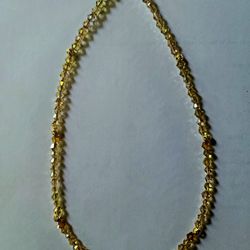 16"CHOKER SWAROVSKI CRYSTAL CHAMPAGNE BUTTER GOLD ACCENT NECKLACE 