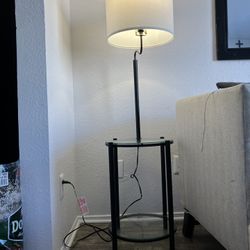 Black Metal & Glass 2-Tier Round End Table / Side Table