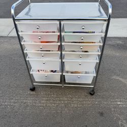 Plastic Drawer With Metal Frame, Rolling