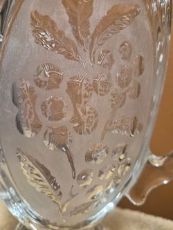 Etched glass water pitcher