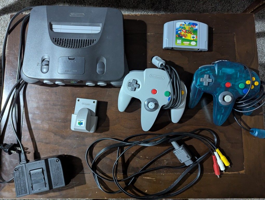 Nintendo 64 w/ Mario 64 & Controllers