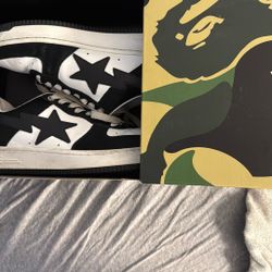 black and white bape sneakers size 9