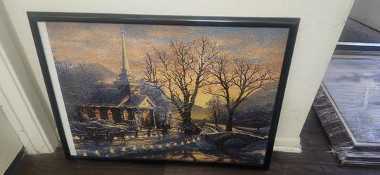 Thomas Kinkade Holiday Evening Puzzle Frame 