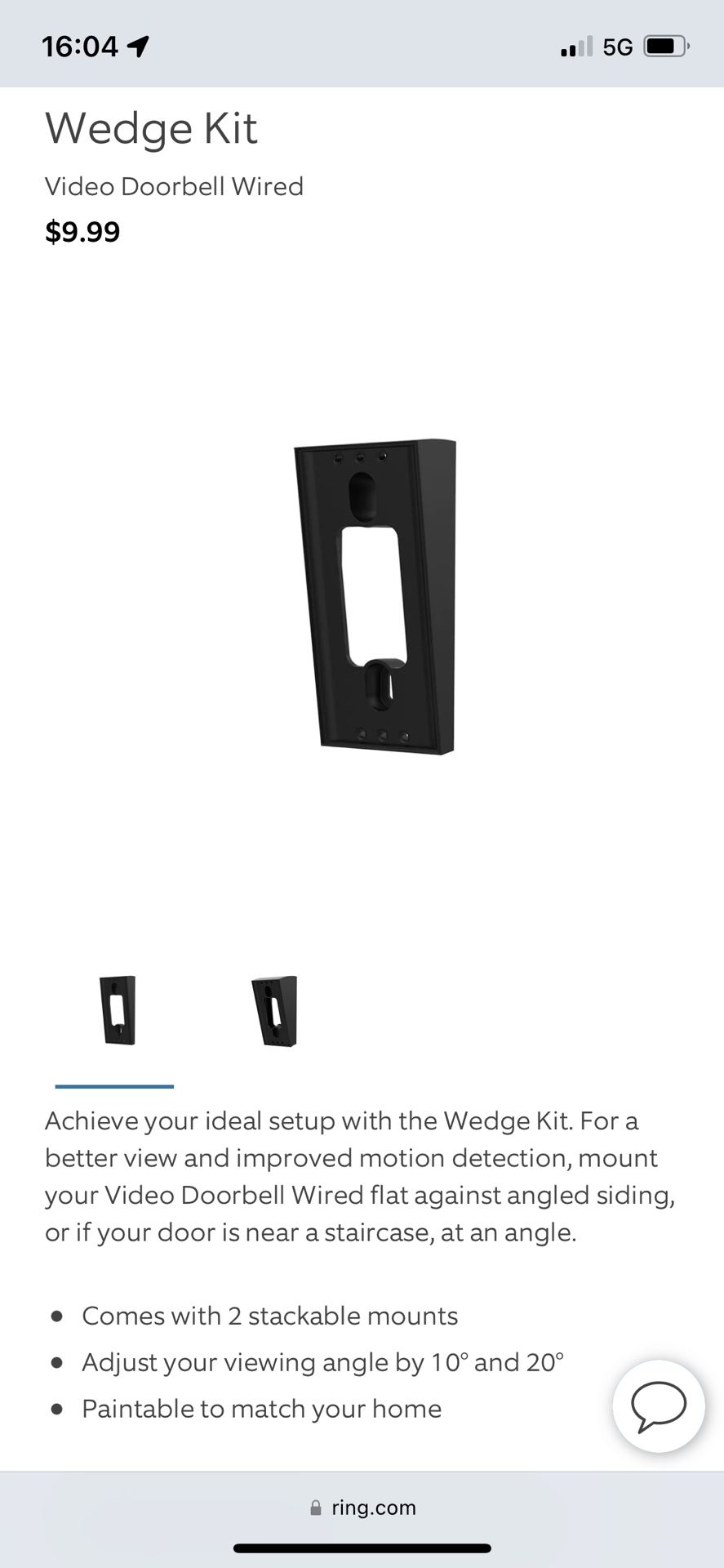 Ring Camera Mount. Opened. Never Used .