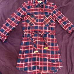 Michael Kors dress Texan style red and blue square design - size M