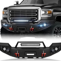 Pickup Truck Front Bumper Compatible with 2015-2019 GMC Sierra 2(contact info removed) HD Off-Road Bumper Equipped