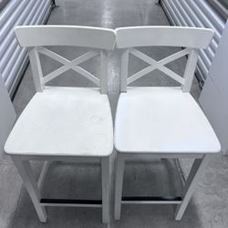 INGOLF Bar stool with backrest, white
