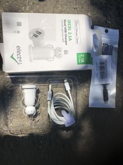 Dual USB Charger with lightning cable also included audio and charger Adapter