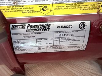 Coleman compressor 100 psi