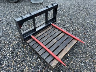 Heavy-Duty Hay Frame with double Hay Spears Skid Steer Attachment