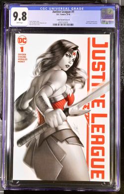 $300…Justice League #1 Warren SIGNED BY Louw B…Variant CGC 9.8