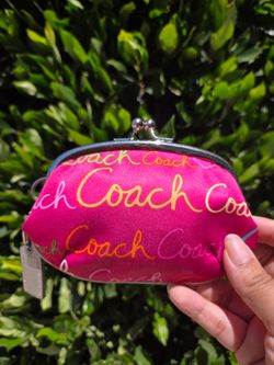 VINTAGE Y2K COACH PINK SCRIBBLE KISSLOCK COIN PURSE