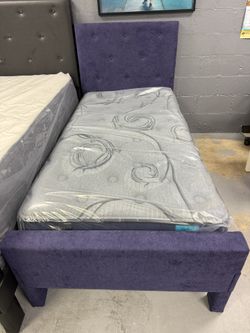 Twin Bed Frame With Mattress Set 