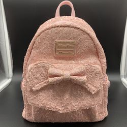 Disney Loungefly Millennial Pink Sequins Mini Backpack- Original Logo Rare HTF. 