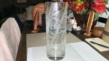 Vintage Etched Glass Vase