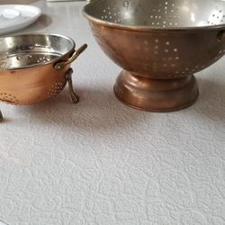Pair Of Copper Colanders 