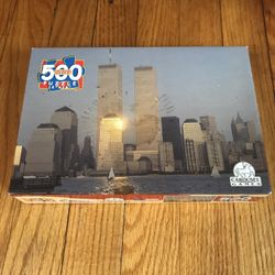 RARE Carousel Games 500 pc Puzzle New York City World Trade Center Twin Towers