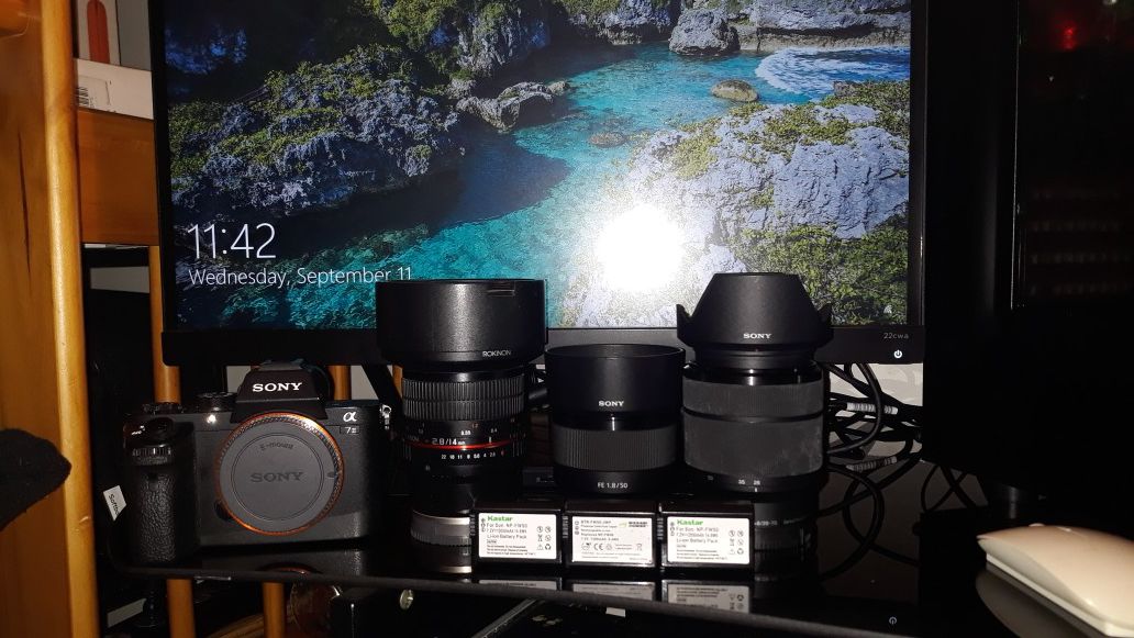 Sony camera a7ii with 3 lenses