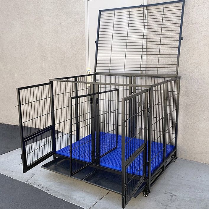 (NEW) $280 X Large 49” Heavy Duty Folding Dog Cage 49x38x43” Double Door Kennel w/ Divider