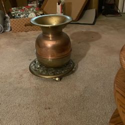  Old Brass and Copper Spittoon 