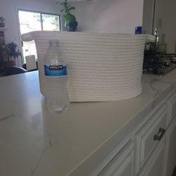 New- White Cotton Woven Rope Basket - ONE LEFT