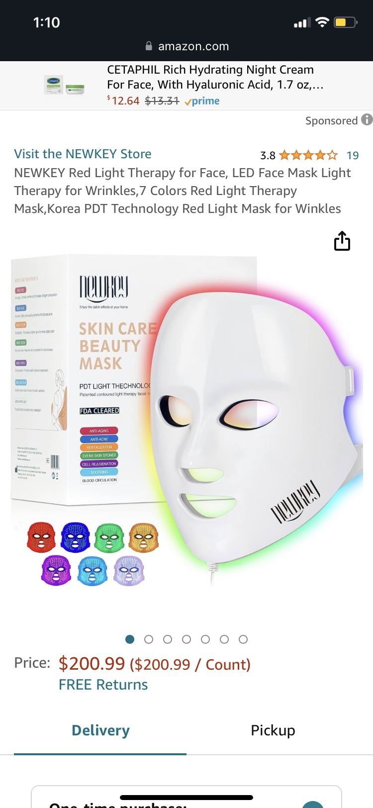 New Key LED Face Mask Light Therapy 